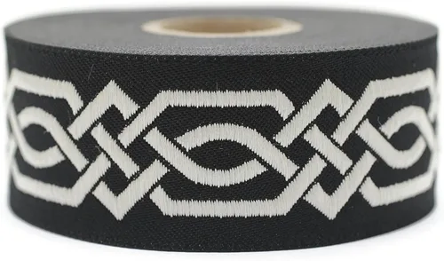 Vista 18 de Carrete de 10.9 yardas 0.79 pulgadas de ancho azul celta Claddagh bordado Jacquard Ribbon 20272