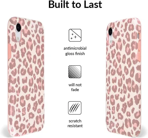 Vista 5 de VELVET CAVIAR Funda compatible con iPhone XR, estampado de leopardo, guepardo, rosa rubor, [probada en caídas de 8 pies] con forro de microfibra