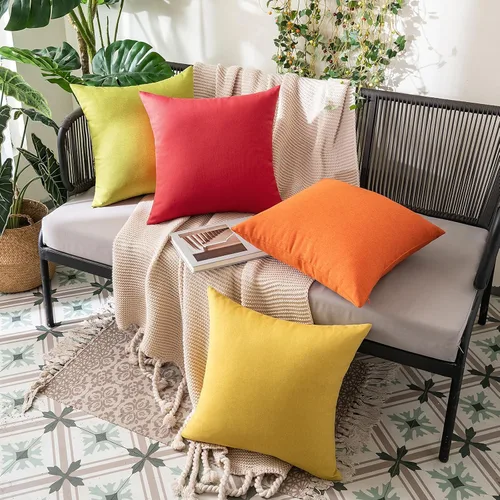 Vista 98 de MIULEE Paquete de 2 fundas decorativas para almohadas de exterior, sólidas, impermeables, de lino sintético, estilo granja de jardín, fundas de Óxido