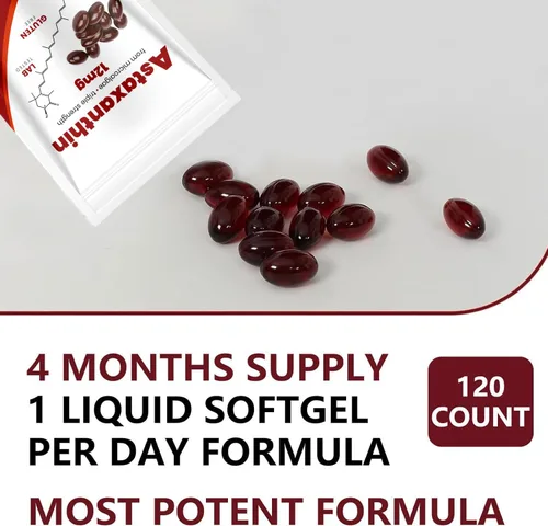 Vista 3 de Astaxantina de 12 mg, antioxidante natural, apoya el sistema inmunológico, microalgas frescas para la piel ojo y la salud de la circulación interna
