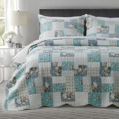 Vista 14 de KASENTEX Juego de colcha individual, colcha ligera, colcha reversible, ropa de cama impresa con diseño campestre, funda de edredón prelavada - Ropa