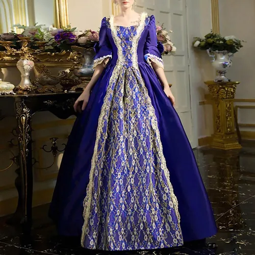 Vista 2 de SHAOBGE Disfraces de Halloween para mujer, vestido medieval para mujer, disfraz medieval de reina