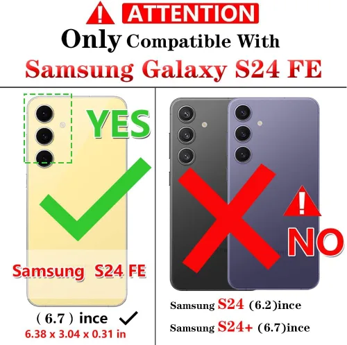 Vista 2 de Funda para Samsung Galaxy S24 FE: con protector de pantalla, fundas protectoras de grado militar con soporte de anillo de dedo para Samsung S24 FE