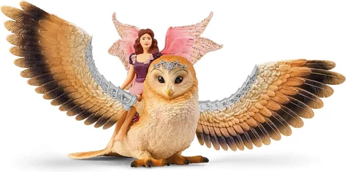 Vista 8 de schleich Bayala - Figura de hada en vuelo con búho glamoroso, juguete de hadas y pájaro mágico con alas móviles, juego de juguetes de fantasía