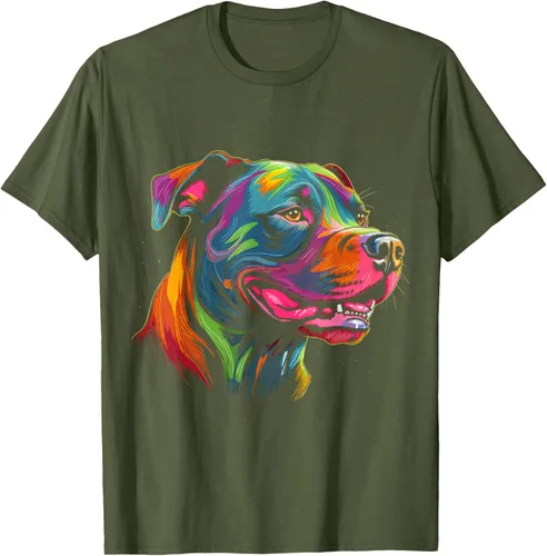 Vista 51 de Pit Bull Mom Dog Lover Colorido Artistic Pitbull Owner - Camiseta para mujer, Negro