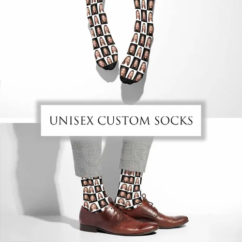 Vista 4 de Artsadd Calcetines personalizados con imagen, calcetines personalizados con foto de perro y gato, regalos divertidos unisex personalizados