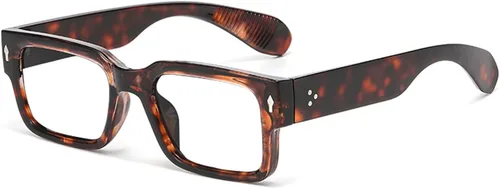 Vista 10 de PORADAY Gafas rectangulares para mujeres y hombres, lentes de luz azul, anteojos cuadrados negros