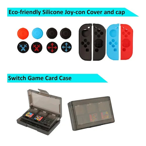Vista 7 de Switch Accessories Bundle for Nintendo Switch Carrying Case, Screen Protector, Joycon Grips, Steering Wheels, Charging Dock, Playstand, Comfort