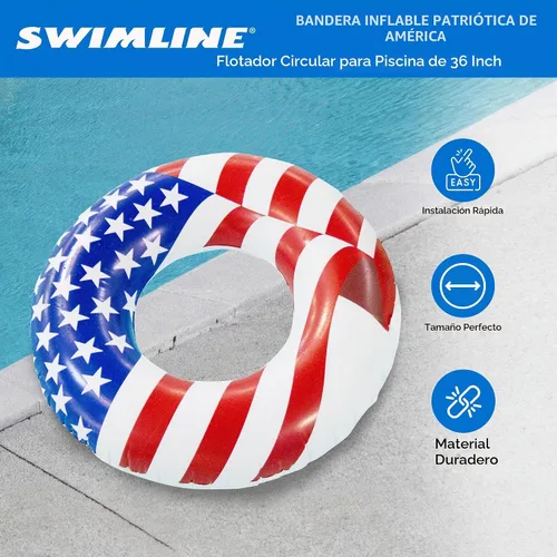 Vista 2 de Swimline Pool Ring – Inflatable Lounge Float with Fun Design for Adults & Teens – Durable Vinyl Ring for Pool, Lake, or Beach – Easy to Inflate and