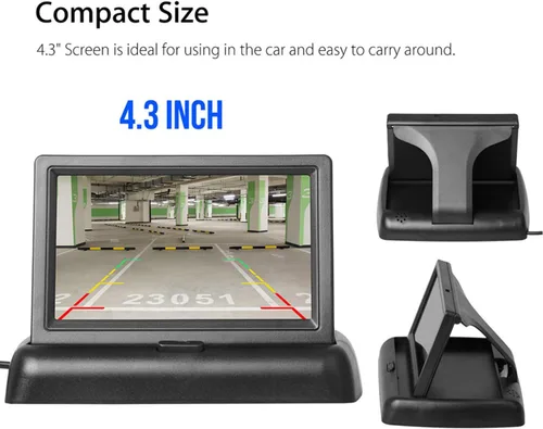 Vista 3 de 4.3 pulgadas pequeño mini digital abatible pantalla de monitor plegable para coche camión vehículo vista trasera kits de estacionamiento invertido