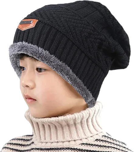 Vista 2 de T WILKER Juego de 2 gorros de punto de invierno para niños y niñas de 5 a 14 años
