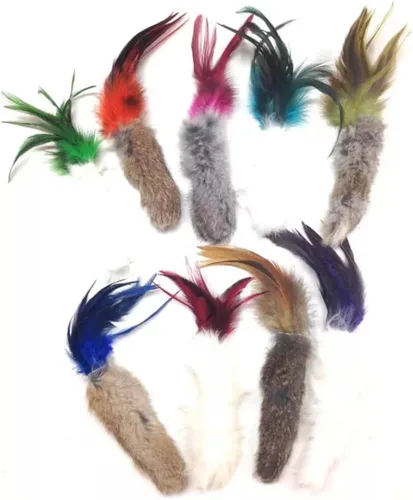Vista 7 de GoCat Da Fur Thing - Juguete de piel de conejo y plumas relleno con hierba gatera