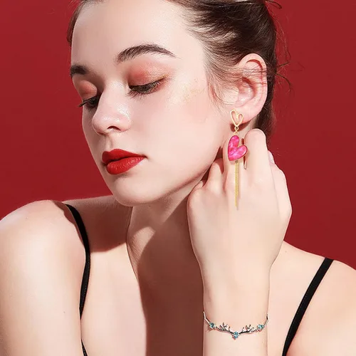 Vista 7 de Asymmetrical Heart Earrings Heart Drop Earrings Heart Dangle Earrings For Women Birthday
