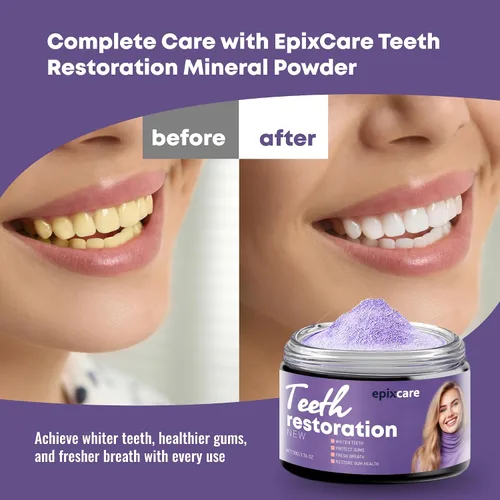 Vista 6 de Polvo mineral de restauración de dientes, blanqueamiento dental natural para la salud bucal dental polvo púrpura - eficaz en el fortalecimiento