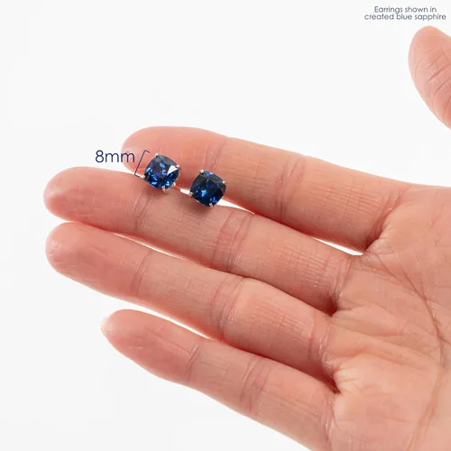 Vista 5 de 3 CT Gemstone Stud Earrings 925 Sterling Silver Birthstone Jewelry for Women Hypoallergenic 8mm Cushion Cut with Push Back Stone Studs Set By