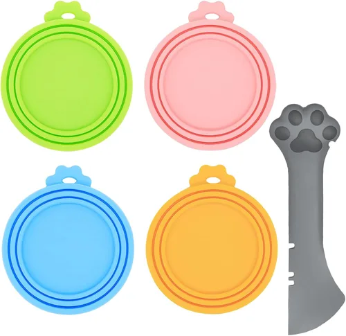 Vista 7 de Cubiertas para latas de alimentos, paquete de 3 tapas de silicona para alimentos y 1 cuchara para latas, se adapta a la mayoría de alimentos