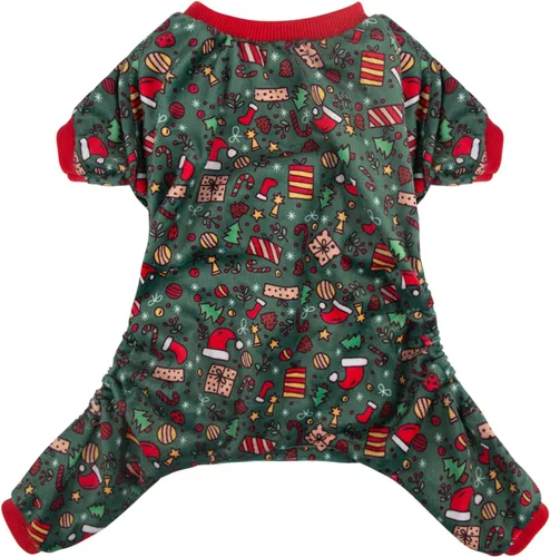Vista 16 de CuteBone - Pijama de Halloween para perro, enterizos para cachorros, ropa suave para gatos, abrigo de Navidad para mascotas, cómodo traje de cuerpo