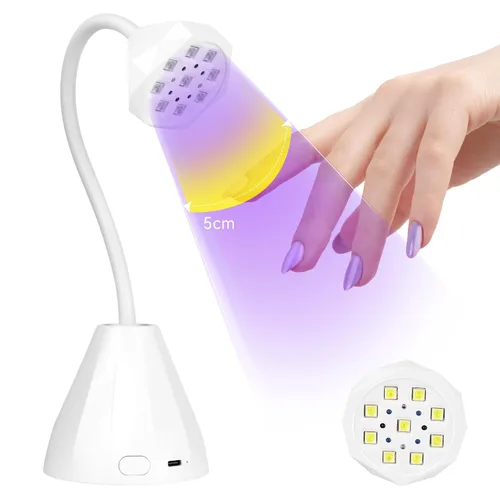 Vista 11 de SAVILAND Lámpara LED UV para uñas: Mini luz UV de 36 W para uñas de gel con soporte para cepillo de uñas, lámpara de uñas de gel y luz de curación