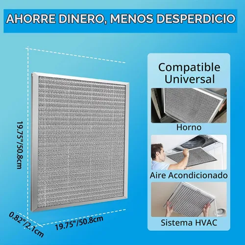 Vista 4 de UBeesize - Filtro de aire reutilizable de 20 x 20 x 1 pulgadas, lavable, MERV 8, permanente, electrostático, para aire acondicionado y HVAC