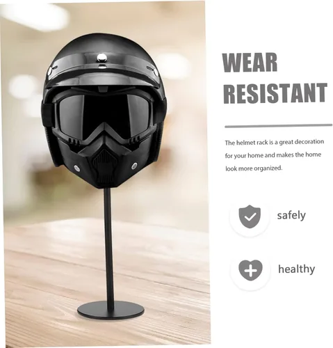 Vista 8 de INOOMP Estante de almacenamiento resistente para cascos, 1 unidad de montaje en pared, diseño elegante y práctico para la organización del hogar,