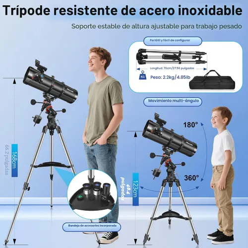 Vista 5 de MEEZAA Telescopio, telescopio reflector newtoniano 150EQ para adultos principiantes en astronomía, telescopios astronómicos profesionales