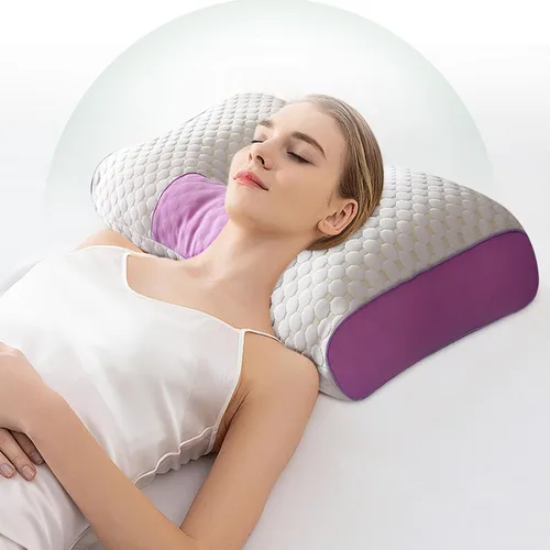 Vista 11 de Almohada para dormir de espalda Almohada de contorno Almohada Cuello Almohada de espuma viscoelástica Azul