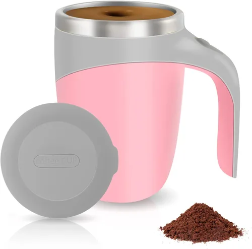Vista 10 de Taza de café con agitación magnética automática, taza giratoria para mezcla en casa, oficina y viaje, divertida taza eléctrica de acero inoxidable