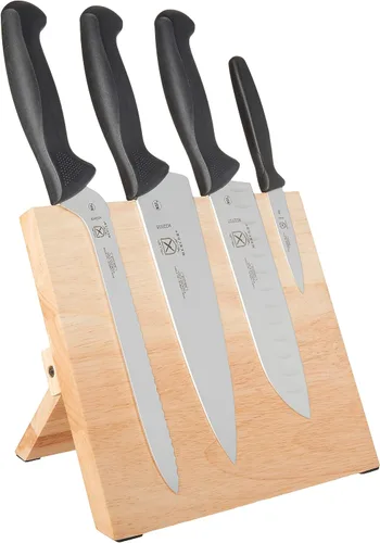 Vista 14 de Mercer Culinary Millennia - Juego de 5 tableros magnéticos con asas negras, acacia, 16 x 8 x 18 pulgadas