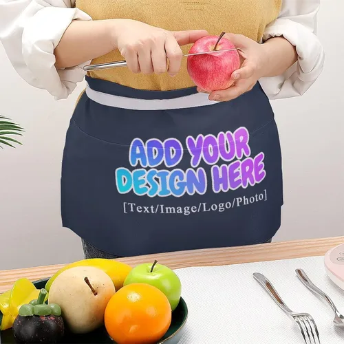 Vista 104 de AXKEUDO Delantal personalizado con bolsillos, delantales de cintura para camarera para cocinar en casa, restaurante, servir trabajo