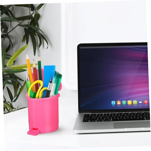 Vista 8 de NUOBESTY Mini papelera de escritorio pequeña con tapa pequeña
