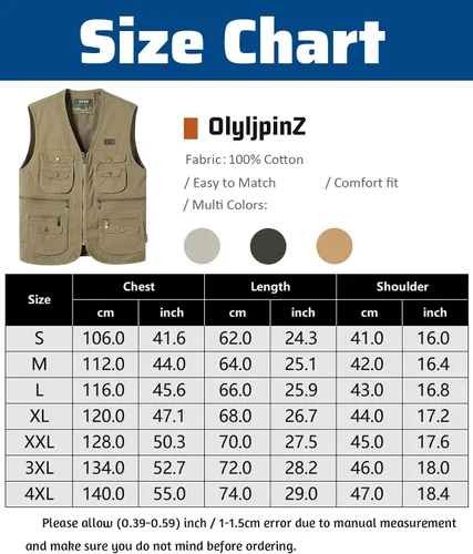 Vista 6 de Chaleco de pesca para hombre con múltiples bolsillos, sin mangas, chaleco de caza, safari, viajes, al aire libre, chaleco casual