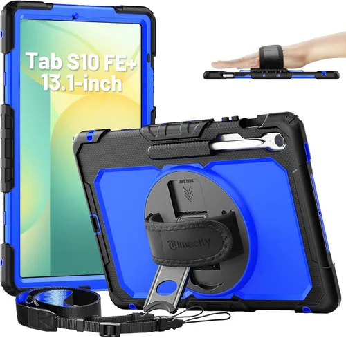 Vista 18 de Timecity - Funda protectora resistente para Samsung Galaxy Tab S10 Lite, S10 FE, S9 FE 5G, S9, 10.9 y 11 pulgadas, con protector de pantalla, Negro
