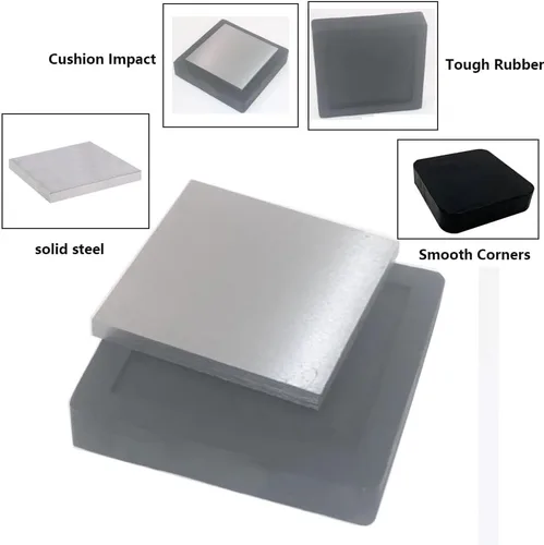Vista 3 de Herramienta para joyeros de yunque plano con bloque de goma y martillo de estampado para reparación de joyas, estampado de metales