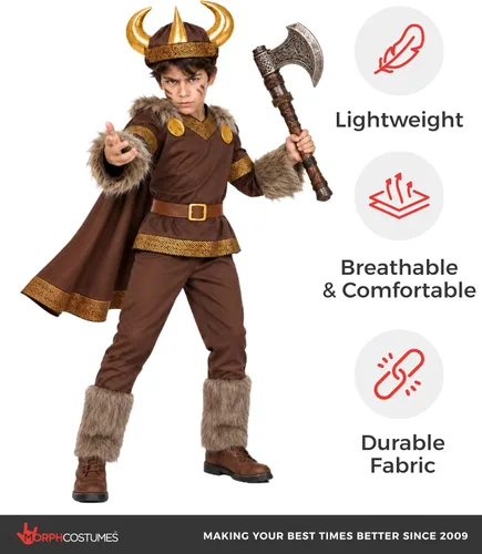 Vista 8 de Fun Shack - Disfraz vikingo para niños, disfraz de Halloween para niños Marrón