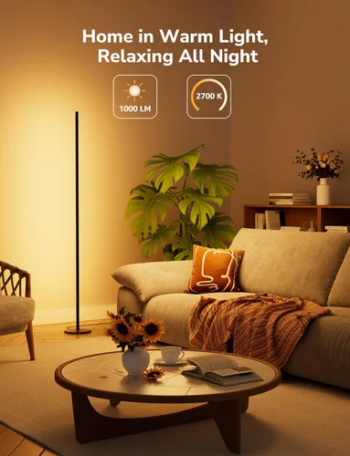 Vista 4 de Lepro OE1 Lámpara de pie de esquina AI, lámpara de esquina LED inteligente RGBICW con sincronización de música, habilitada para Alexa, diseñador