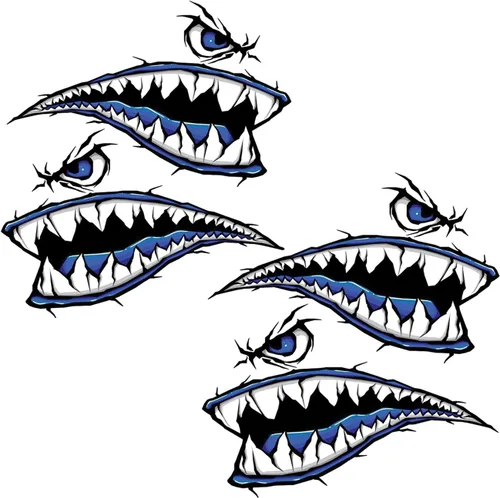 Vista 8 de Kayak Stickers Decals Waterproof,2 Pairs Shark Teeth Sticker,Flying Tiger Decal,Warhawk Sticker,Shark Decal for Kayak Canoe Fishing Boat Car Truck