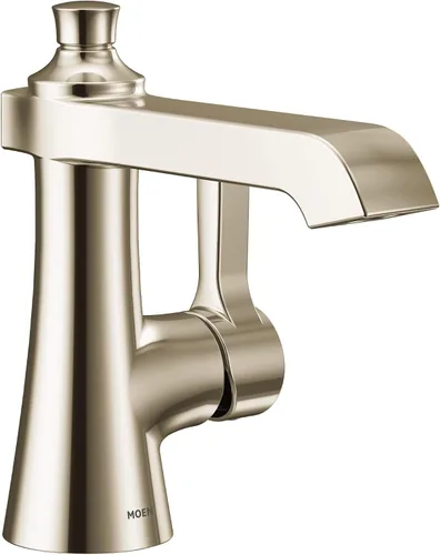 Vista 13 de Moen Grifo de baño Flara de oro cepillado con un solo orificio con ensamblaje de drenaje, S6981BG