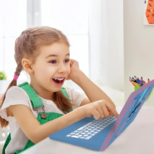 Vista 3 de Lexibook, Disney Stitch, portátil bilingüe y educativo español/inglés, juguete para niños, 170 actividades para aprender, jugar juegos y música