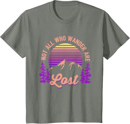 Vista 111 de Not All Who Wander Are Lost Vintage Mountains - Camiseta de senderismo, Negro, S