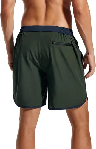 Vista 4 de SILKWORLD Mens Swim Trunks Quick Dry 2 in 1 Swimming Shorts Suits with Compression Liner