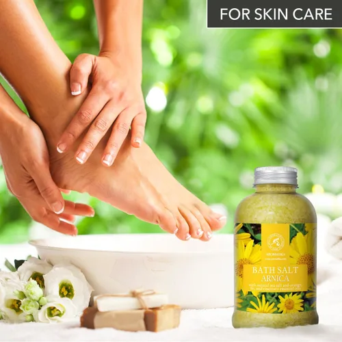 Vista 6 de Sales de baño de árnica de 21.16 onzas – Aceites esenciales de romero y abeto 100% naturales – sal marina Arnica 21.16 oz – Lo mejor para el baño