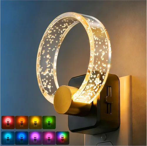 Vista 11 de DORESshop Luces nocturnas LED enchufables a la pared, luz nocturna regulable de 3 niveles, luz nocturna decorativa de burbujas, sensor de atardecer