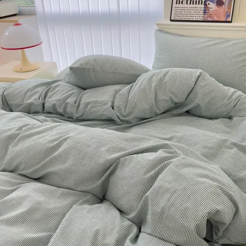Vista 61 de mixinni Juego de funda de edredón vintage a rayas, tamaño twin, juego de ropa de cama de 3 piezas, 100% algodón lavado, suave y transpirable, funda