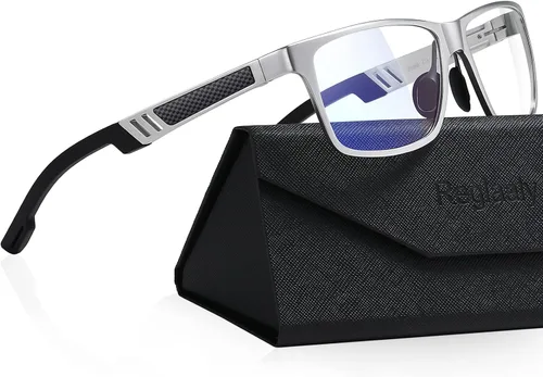 Vista 6 de Gafas de bloqueo de luz azul con marco de metal para hombres y mujeres