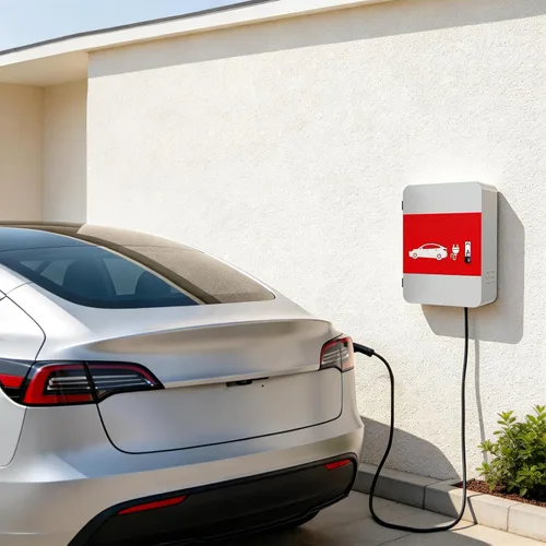 Vista 9 de POCHAR Protector de cubierta de cargador de vehículo eléctrico EV para Tesla Modelo Y Modelo 3- Conector de pared Estación de carga de acero EV
