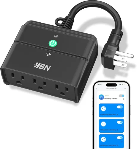 Vista 12 de HBN - Interruptor de salida de enchufe inteligente WiFi para exteriores, compatible con Alexa y Google Assistant, 2,4 GHz