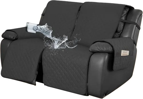 Vista 15 de Easy-Going Funda impermeable para sofá biplaza reclinable con bolsillo, funda de sofá reversible de 1 pieza para sillón reclinable de 2 asientos