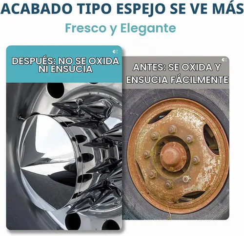 Vista 2 de Cubierta de eje de 1.299 in cromada con rosca estándar con 2 cubiertas de rueda de eje delantero, tapas de cubo extraíbles para semirremolque