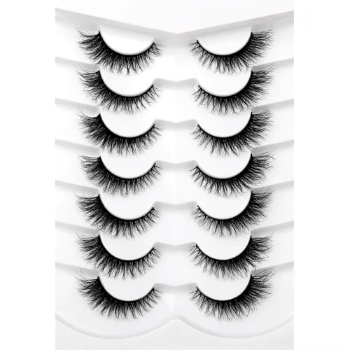 Vista 61 de Pooplunch - Pestañas postizas estilo ojo de gato, extensión de volumen 8D natural, finas, cortas, de visón sintético, tiras de pestañas postizas