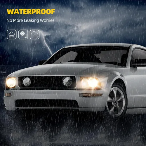 Vista 6 de DWVO Conjunto de Faro Delantero Compatible con Ford Mustang 05 06 07 08 09 2005 2006 2007 2008 2009 Lámpara con LED DRL